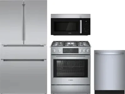 4 Piece Package Includes Refrigerator, Range, Microwave And Dishwasher