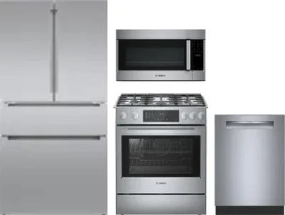 4 Piece Package Includes Refrigerator, Range, Microwave And Dishwasher