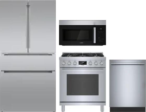 4 Piece Package Includes Refrigerator, Range, Microwave And Dishwasher
