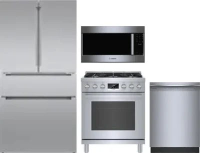 4 Piece Package Includes Refrigerator, Range, Microwave And Dishwasher