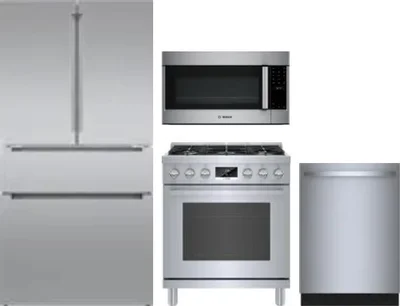 4 Piece Package Includes Refrigerator, Range, Microwave And Dishwasher