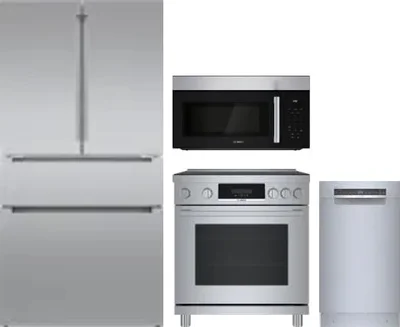 4 Piece Package Includes Refrigerator, Range, Microwave And Dishwasher