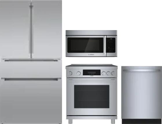 4 Piece Package Includes Refrigerator, Range, Microwave And Dishwasher