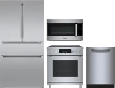 4 Piece Package Includes Refrigerator, Range, Microwave And Dishwasher