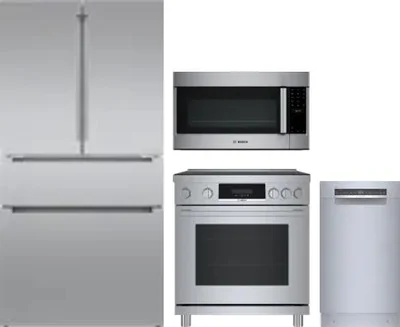 4 Piece Package Includes Refrigerator, Range, Microwave And Dishwasher