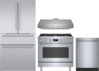 4 Piece Package Includes Refrigerator, Range, Hood And Dishwasher