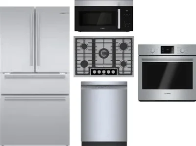 5 Piece Package Includes Refrigerator, Cooktop, Wall Oven, Microwave And Dishwasher