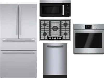 5 Piece Package Includes Refrigerator, Cooktop, Wall Oven, Microwave And Dishwasher
