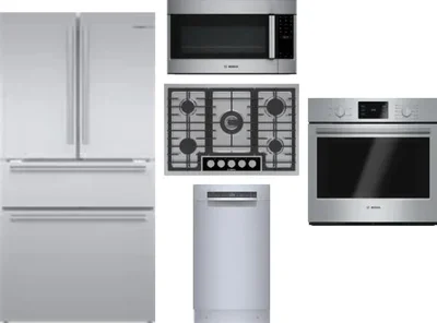 5 Piece Package Includes Refrigerator, Cooktop, Wall Oven, Microwave And Dishwasher