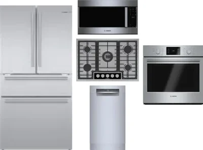 5 Piece Package Includes Refrigerator, Cooktop, Wall Oven, Microwave And Dishwasher