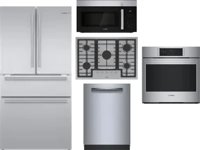 5 Piece Package Includes Refrigerator, Cooktop, Wall Oven, Microwave And Dishwasher