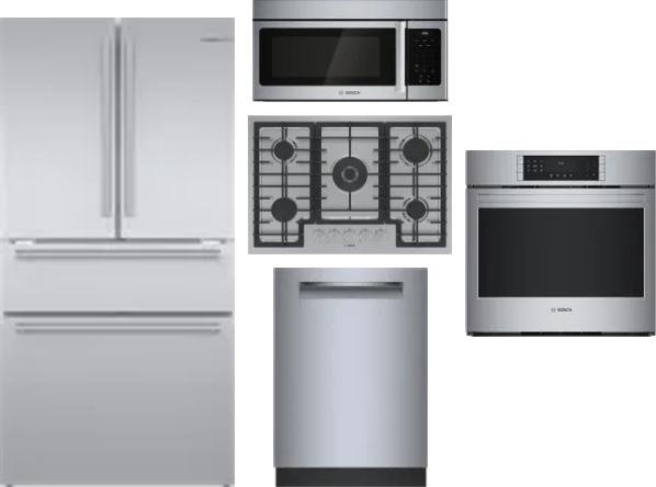 5 Piece Package Includes Refrigerator, Cooktop, Wall Oven, Microwave And Dishwasher
