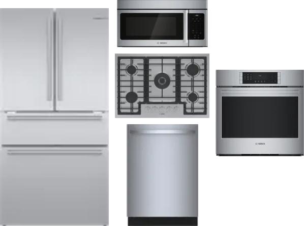 5 Piece Package Includes Refrigerator, Cooktop, Wall Oven, Microwave And Dishwasher