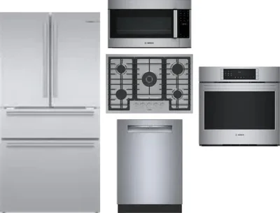 5 Piece Package Includes Refrigerator, Cooktop, Wall Oven, Microwave And Dishwasher