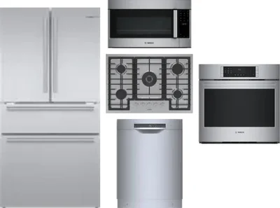 5 Piece Package Includes Refrigerator, Cooktop, Wall Oven, Microwave And Dishwasher