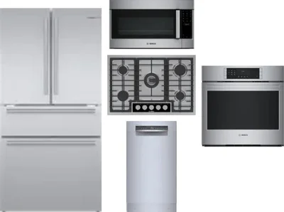 5 Piece Package Includes Refrigerator, Cooktop, Wall Oven, Microwave And Dishwasher
