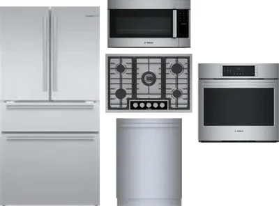 5 Piece Package Includes Refrigerator, Cooktop, Wall Oven, Microwave And Dishwasher