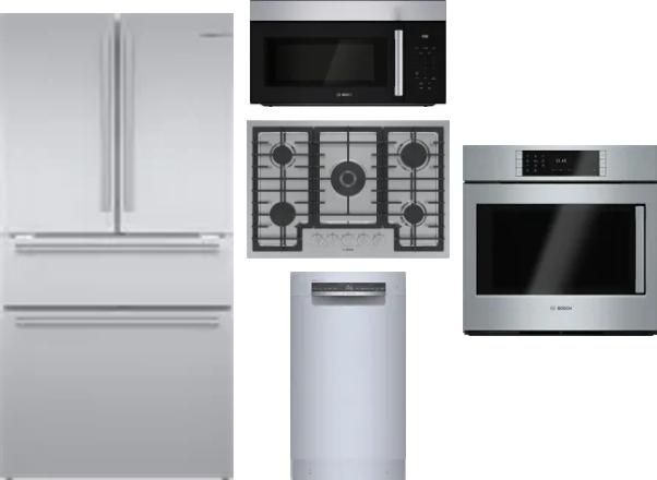 5 Piece Package Includes Refrigerator, Cooktop, Wall Oven, Microwave And Dishwasher