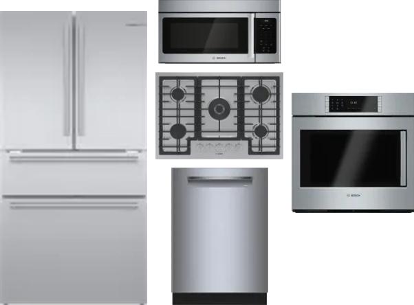 5 Piece Package Includes Refrigerator, Cooktop, Wall Oven, Microwave And Dishwasher