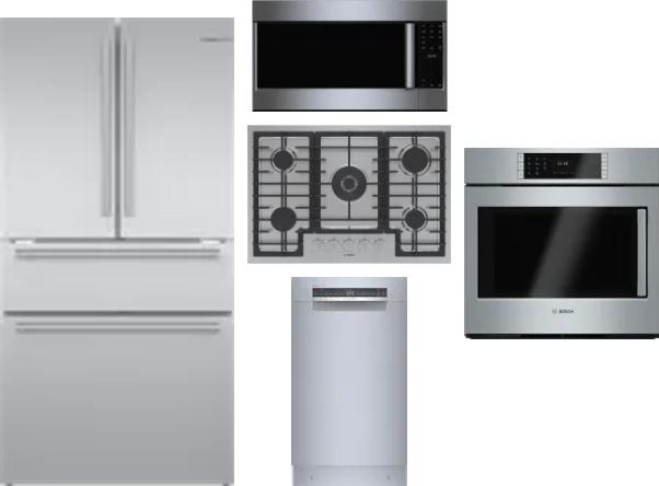 5 Piece Package Includes Refrigerator, Cooktop, Wall Oven, Microwave And Dishwasher