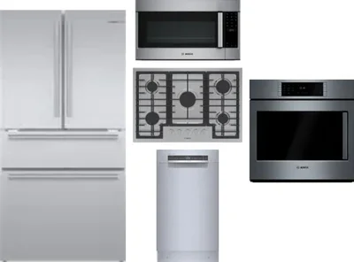 5 Piece Package Includes Refrigerator, Cooktop, Wall Oven, Microwave And Dishwasher