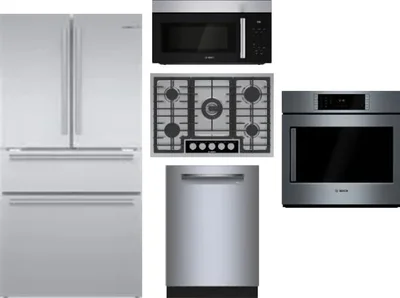 5 Piece Package Includes Refrigerator, Cooktop, Wall Oven, Microwave And Dishwasher