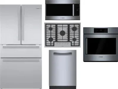 5 Piece Package Includes Refrigerator, Cooktop, Wall Oven, Microwave And Dishwasher