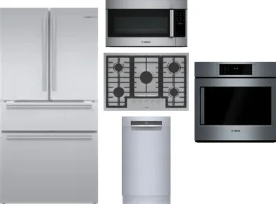 5 Piece Package Includes Refrigerator, Cooktop, Wall Oven, Microwave And Dishwasher