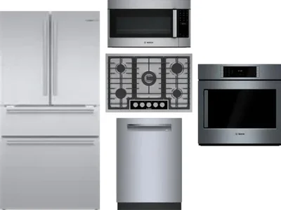 5 Piece Package Includes Refrigerator, Cooktop, Wall Oven, Microwave And Dishwasher