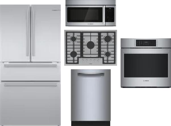 5 Piece Package Includes Refrigerator, Cooktop, Wall Oven, Microwave And Dishwasher