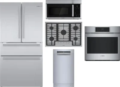5 Piece Package Includes Refrigerator, Cooktop, Wall Oven, Microwave And Dishwasher