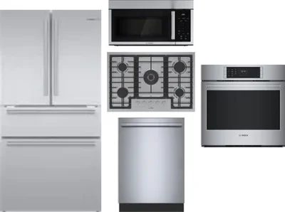 5 Piece Package Includes Refrigerator, Cooktop, Wall Oven, Microwave And Dishwasher