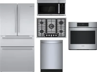 5 Piece Package Includes Refrigerator, Cooktop, Wall Oven, Microwave And Dishwasher