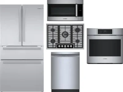5 Piece Package Includes Refrigerator, Cooktop, Wall Oven, Microwave And Dishwasher