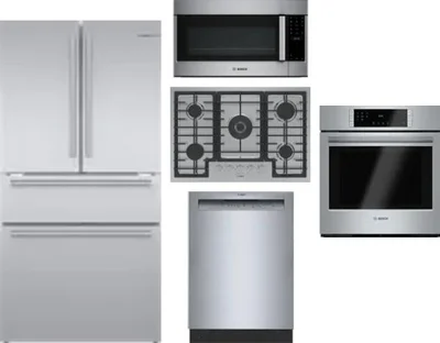 5 Piece Package Includes Refrigerator, Cooktop, Wall Oven, Microwave And Dishwasher