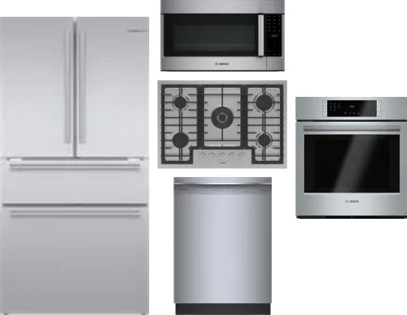 5 Piece Package Includes Refrigerator, Cooktop, Wall Oven, Microwave And Dishwasher