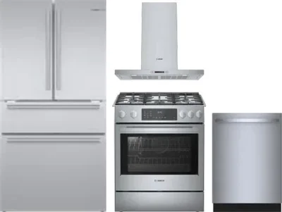 4 Piece Package Includes Refrigerator, Range, Hood And Dishwasher