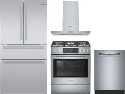 4 Piece Package Includes Refrigerator, Range, Hood And Dishwasher