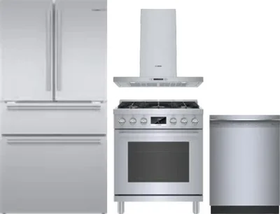 4 Piece Package Includes Refrigerator, Range, Hood And Dishwasher