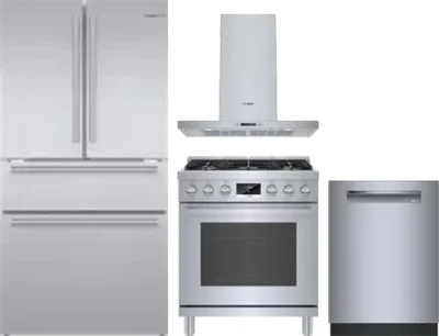 4 Piece Package Includes Refrigerator, Range, Hood And Dishwasher