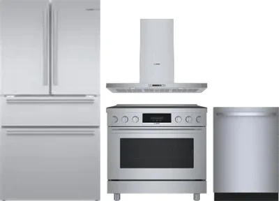 4 Piece Package Includes Refrigerator, Range, Hood And Dishwasher