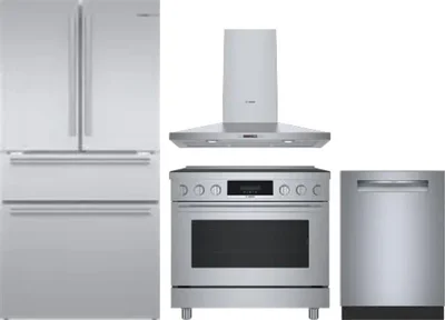 4 Piece Package Includes Refrigerator, Range, Hood And Dishwasher