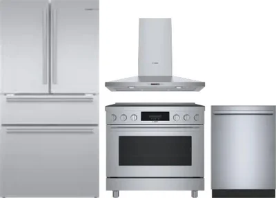 4 Piece Package Includes Refrigerator, Range, Hood And Dishwasher