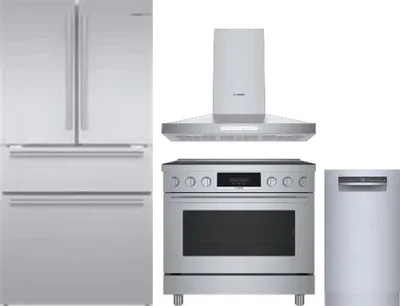 4 Piece Package Includes Refrigerator, Range, Hood And Dishwasher