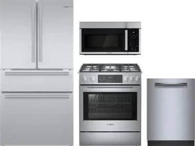 4 Piece Package Includes Refrigerator, Range, Microwave And Dishwasher