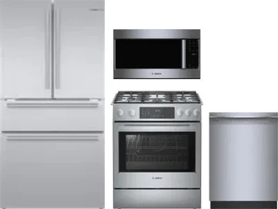 4 Piece Package Includes Refrigerator, Range, Microwave And Dishwasher