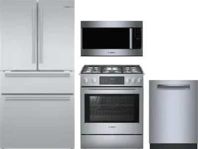 4 Piece Package Includes Refrigerator, Range, Microwave And Dishwasher