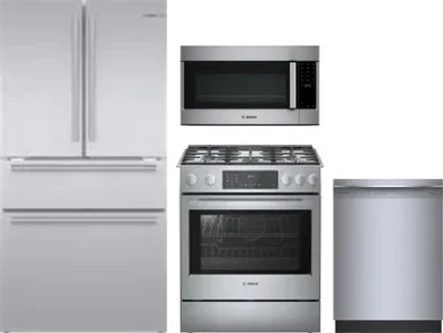 4 Piece Package Includes Refrigerator, Range, Microwave And Dishwasher