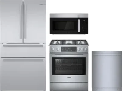 4 Piece Package Includes Refrigerator, Range, Microwave And Dishwasher