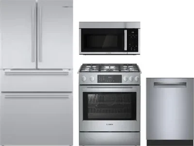 4 Piece Package Includes Refrigerator, Range, Microwave And Dishwasher
